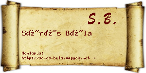 Sörös Béla névjegykártya